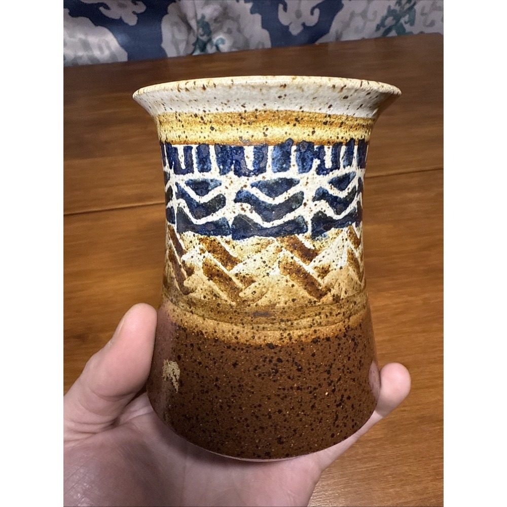 Vintage‎ Pottery Mug Handmade Blue, Bown Cream Colors. - Picture 4 of 11